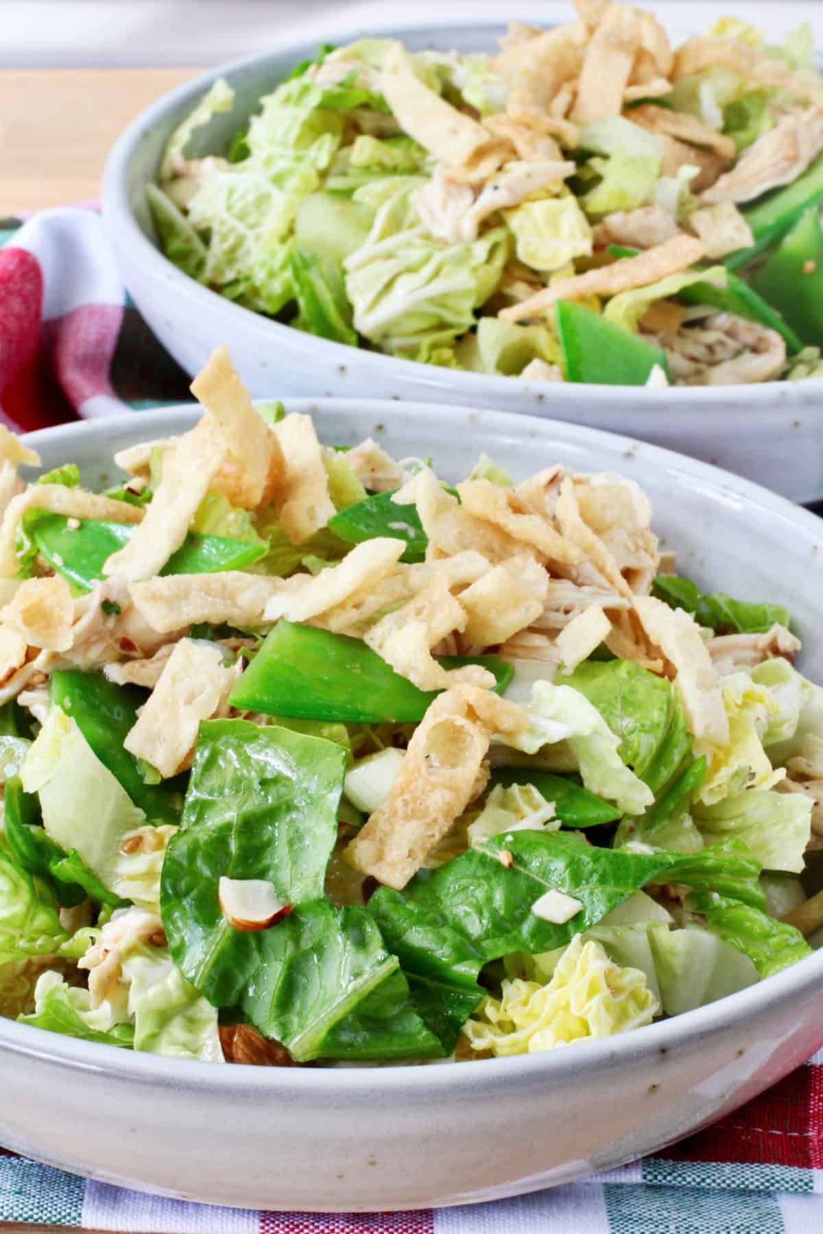 Two bowls of Chinese Chicken Salad.