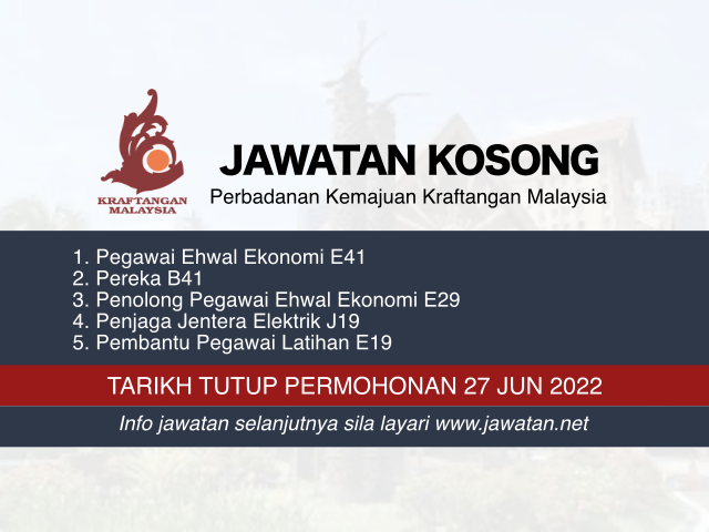 Jawatan Kosong Kraftangan Malaysia Jun 2022