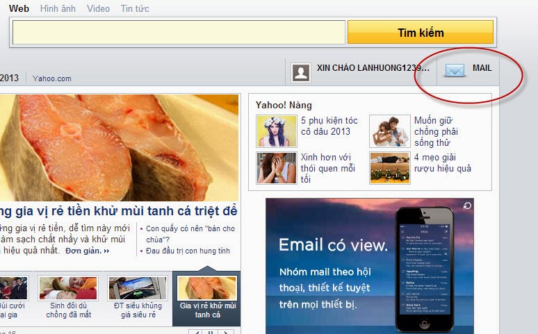 truy cập yahoo mail sau khi đăng ký