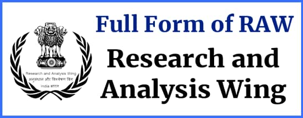 Full form of RAW- Research and Analysis Wing