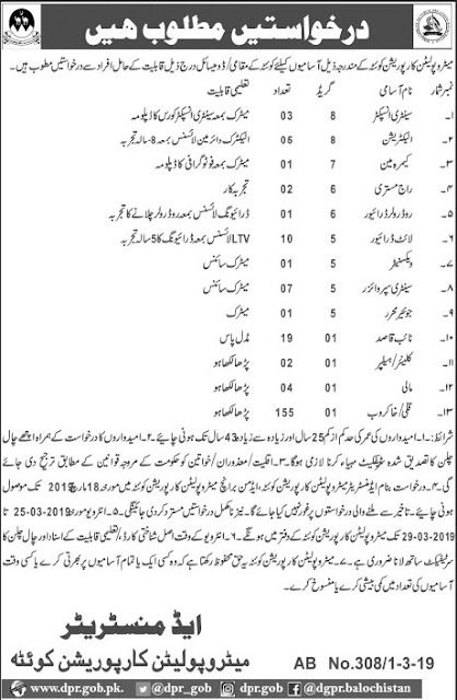 Jobs In Metropolitan Corporation March 2019 | 210 Vacancies 