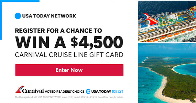 Win $4,500 Carnival Cruise Line Gift Card from USA Today Network
