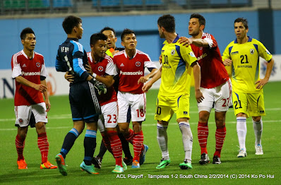 Tempers flared up occasionally during the AFC Champions League playoff match between Tampines Rovers and South China AA at Jalan Besar Stadium back in February 2014