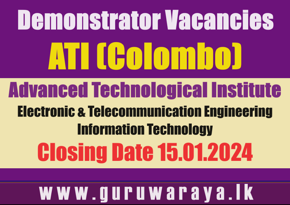 Demonstrator Vacancies - ATI (Colombo)