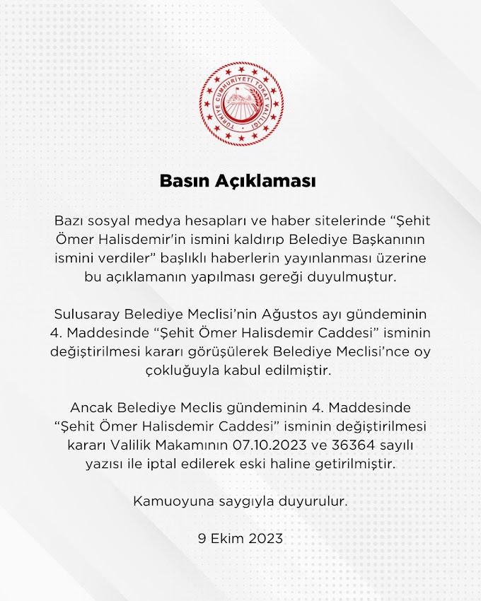 Valilik Basın Açıklaması