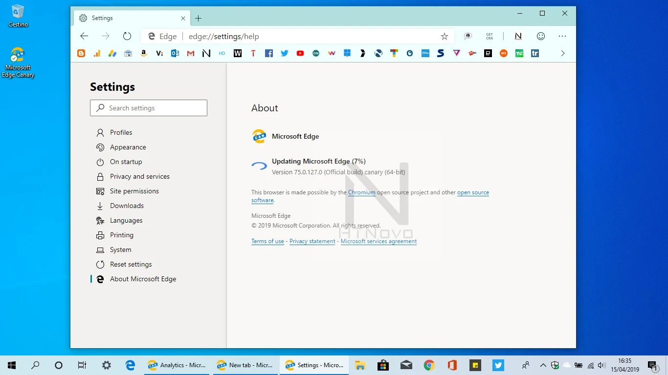 Aggiornamento-Edge-canary-version