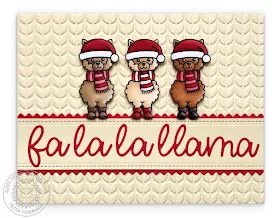 Sunny Studio Stamps Alpaca Holiday Fa La La Llama Ivory Christmas Card (using Cable Knit embossing folder)
