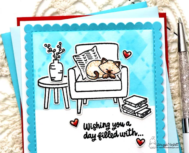 Wishing you a Day Card by Larissa Heskett for Newton's Nook Designs using Cozy Home Stamp Set and coordinating Cozy Home Die Set, Argyle Stencil Set and Frames & Flags Die Set