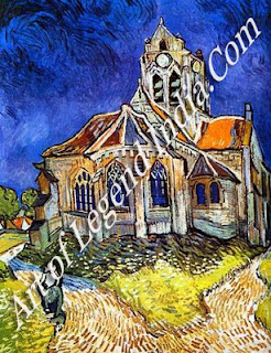 Vincent moved to Auvers in northern France after he left. the St Wary asylum. This picture of the village church with its strange perspective, twisted shapes, and harsh, Paris colour was painted the month before he committed suicide. 