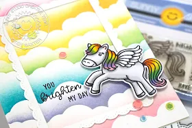 Sunny Studio Stamps: Prancing Pegasus Fluffy Cloud Border Dies Everyday Card by Mindy Baxter
