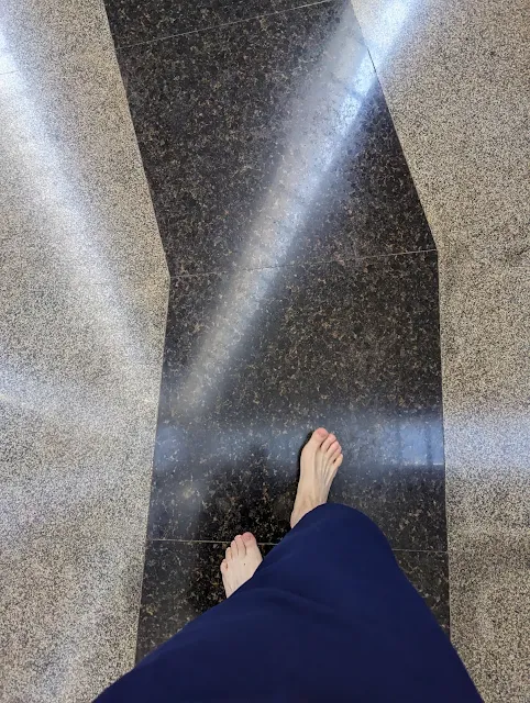 Walking the spiral pathway at the Temple of Good Will in Brasilia