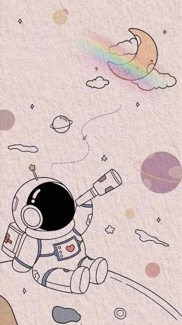 Papel de Parede Infantil: Astronauta, Lua, Espaço