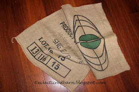 Eclectic Red Barn: coffee grain sack for sign