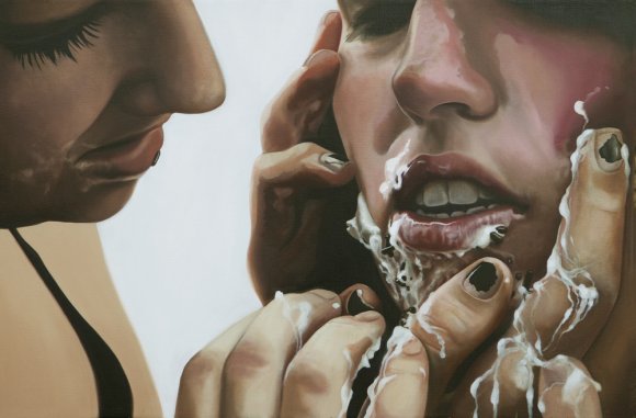 emily burns pinturas hiper-realistas surreal mulheres cervos fluidos