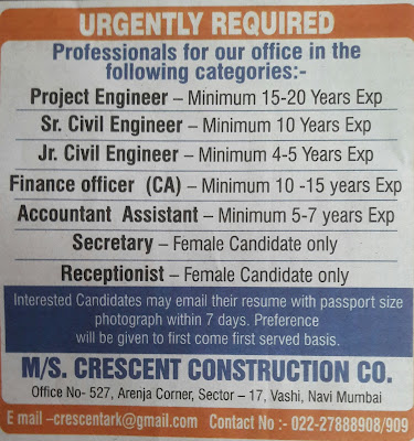 Latest Jobs in Crescent Construction Company