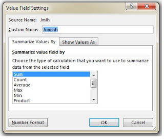 value field setting pivot table