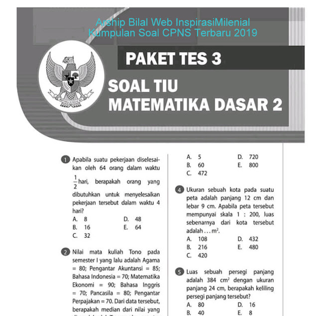 Download Soal CPNS TIU MATEMATIKA DASAR 2 TAHUN 2019 TERBARU LENGKAP PEMBAHASAN