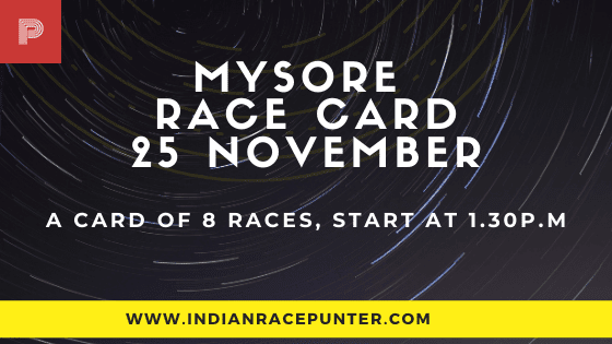 Mysore Race Card 25 November, Race Cards