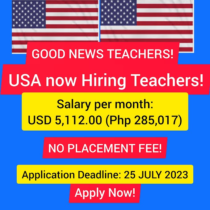 USA job opportunity for Teachers with Php 285,017 monthly salary | Apply now!