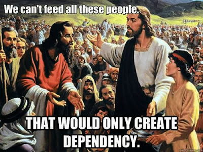 We can't feed all these people.  THAT WOULD ONLY CREATE DEPENDENCY.