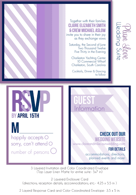 Purple Navy Wedding Invitation