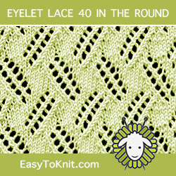 Diagonal Eyelet Lace, easy to knit in the round