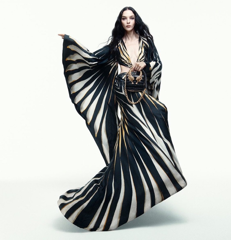 Mariacarla Boscono stars in Roberto Cavalli fall-winter 2023 campaign.
