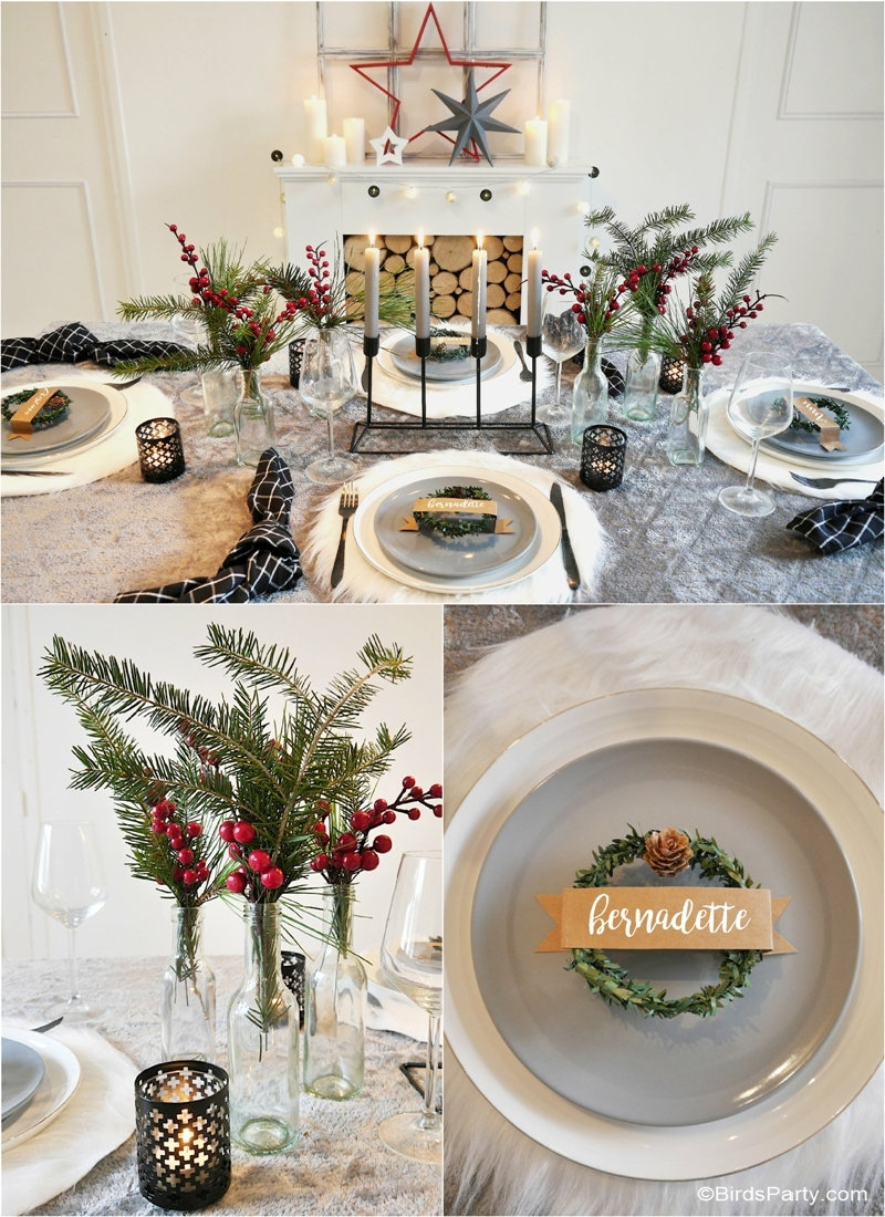 Décor de table de Noël d'inspiration scandinave Hygge - des idées de décoration de table d'hiver faciles, peu coûteuses et confortables DIY!