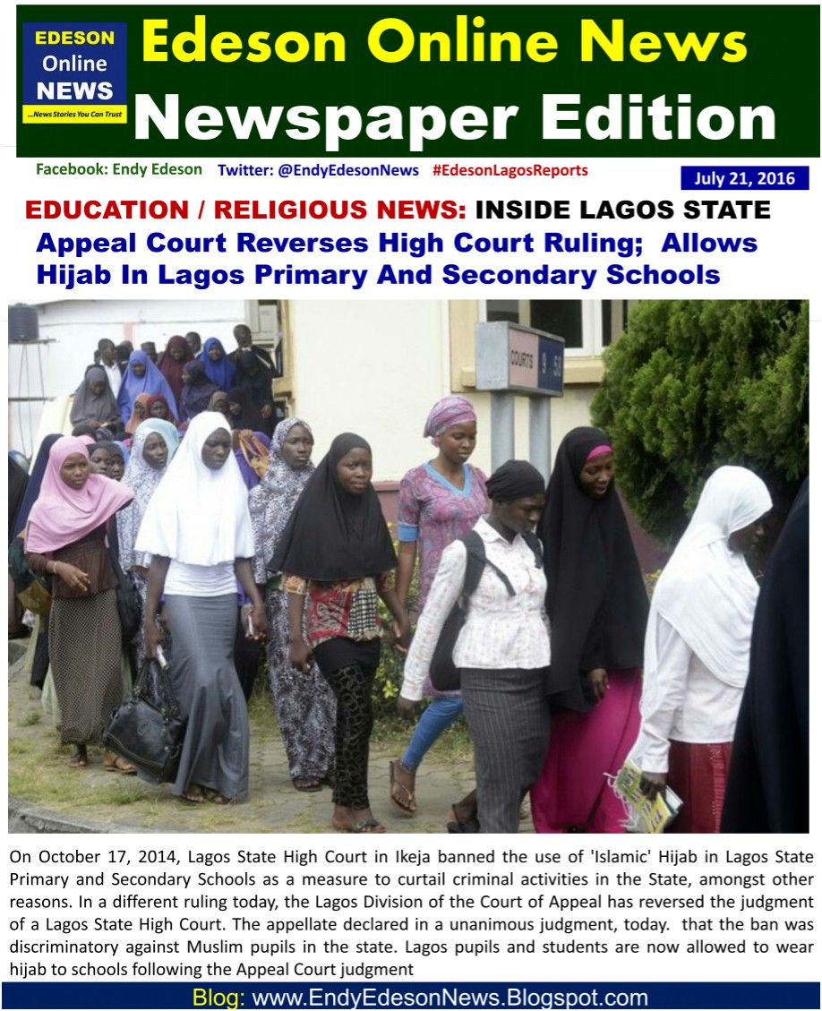 Edeson Online News: RELIGION / EDUTION: Appeal Court 