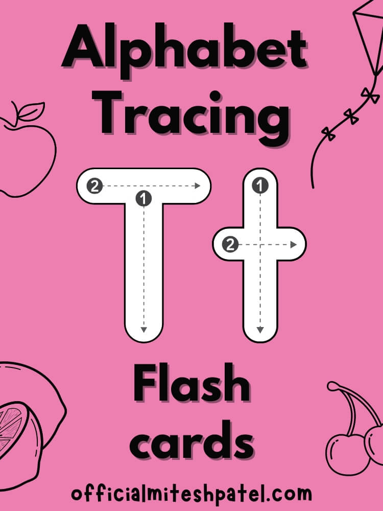 Free Printable Letter T Alphabet Tracing Flash Cards