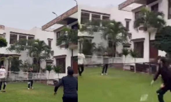 The video of Shahid Afridi playing badminton with his sons-in-law has gone viral