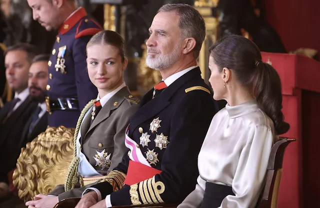 King Felipe, Queen Letizia and Crown Princess Leonor attended the Pascua Militar at the Royal Palace