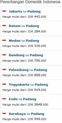 Tiket Penerbangan Domistik ke Padang