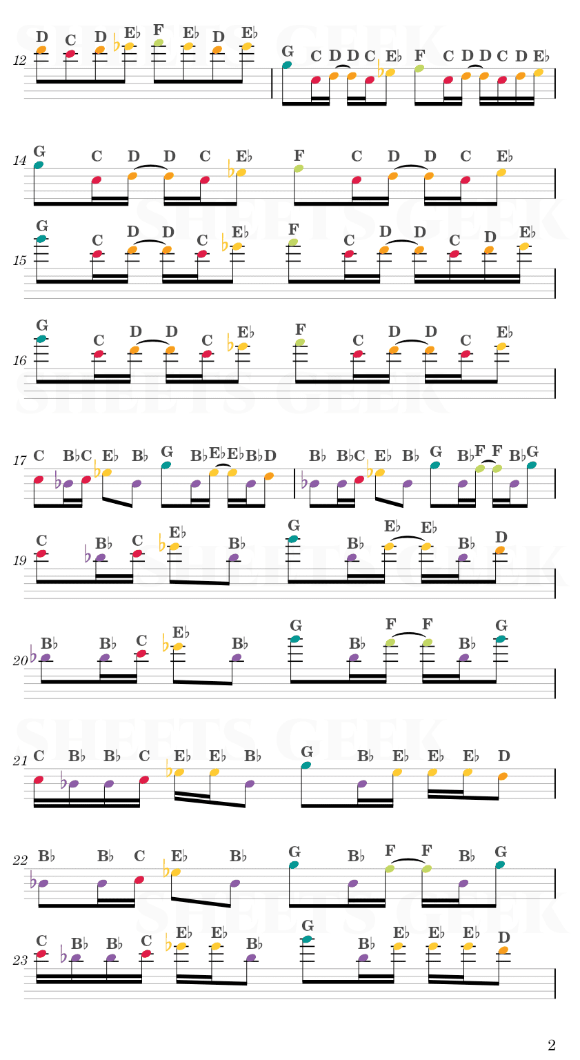 Roses - Friday Night Funkin' Easy Sheet Music Free for piano, keyboard, flute, violin, sax, cello page 2