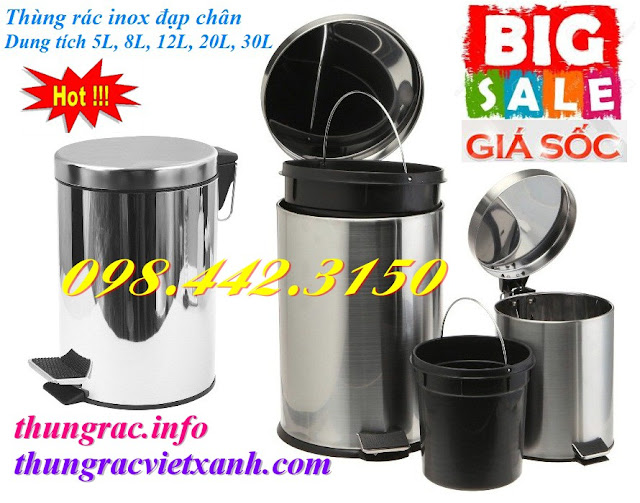 Thùng rác inox đạp chân