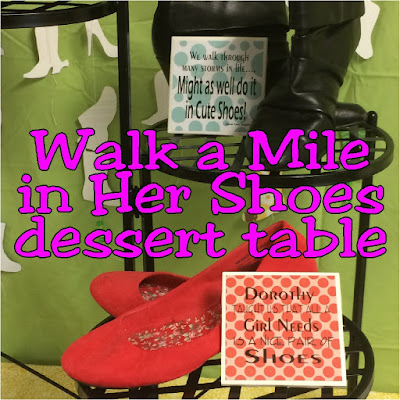 Get to know your friends with a fun activity where you'll Walk a Mile in Her Shoes.  This easy and cute dessert table will be the perfect addition to your love of shoes and your love of your girlfriends.