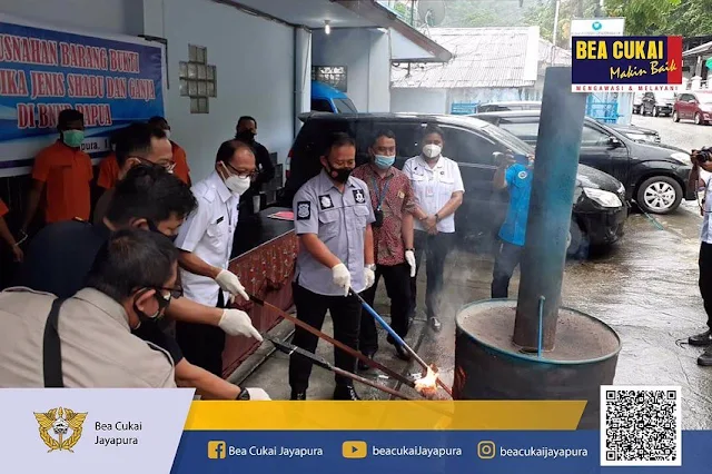 Bea Cukai Jayapura Laksanakan Pemusanahan Barang Bukti Narkotika Jenis Ganja dan Shabu bersama BNNP Papua