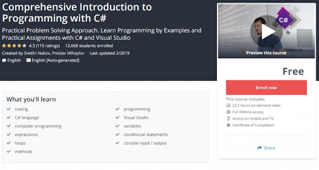 [100% Free] Comprehensive Introduction to Programming with C#