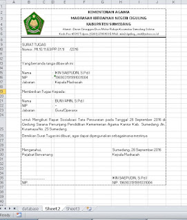 Cara Membuat Surat Pada M.Excel: Membuat surat tugas pada M.Excel