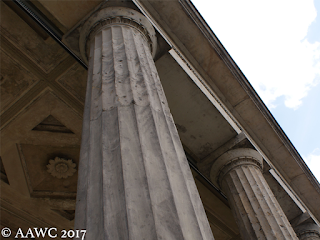 Greek-style columns on Museum Island, riddled with old bullet holes.