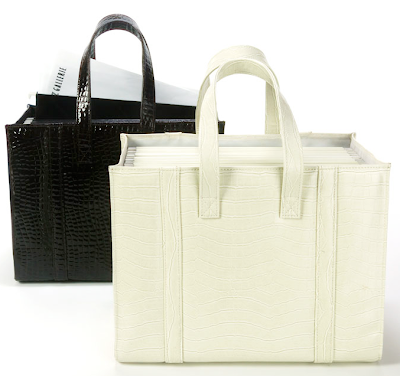 two file totes, one each in black and white