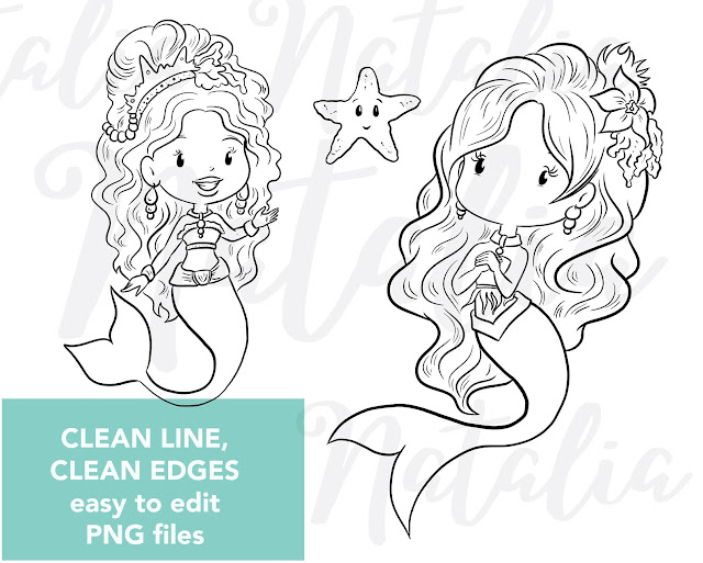 Mermaids Digital Stamps