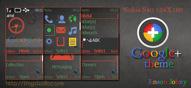 Google+ Theme for Nokia C1-01,Nokia C1-02,Nokia C2-00,Nokia 2690,and other S40 128×160 Devices