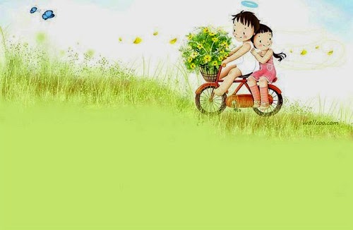 Hình ảnh cậu trai chở cô bé đi bằng xe đạp