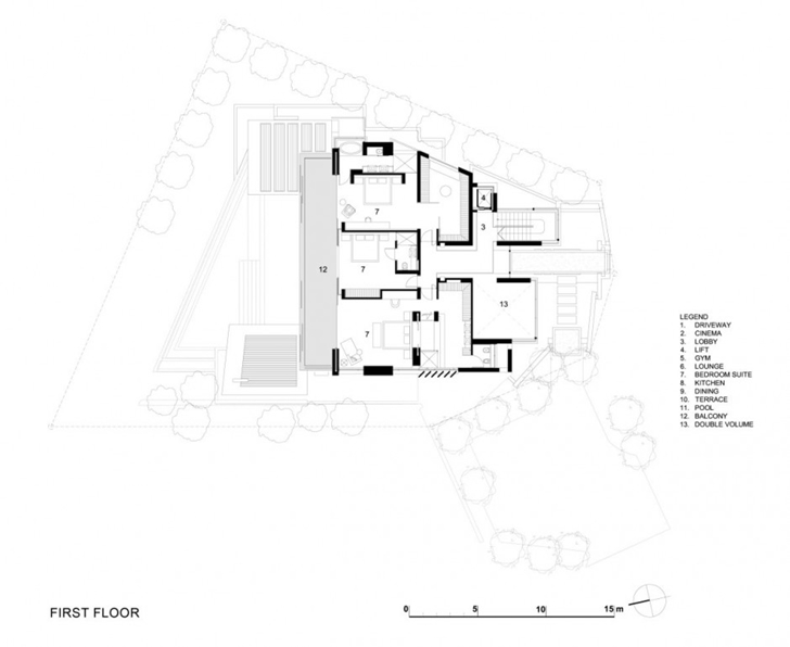 First floor plan of Head Road 1843 by Antoni Associates