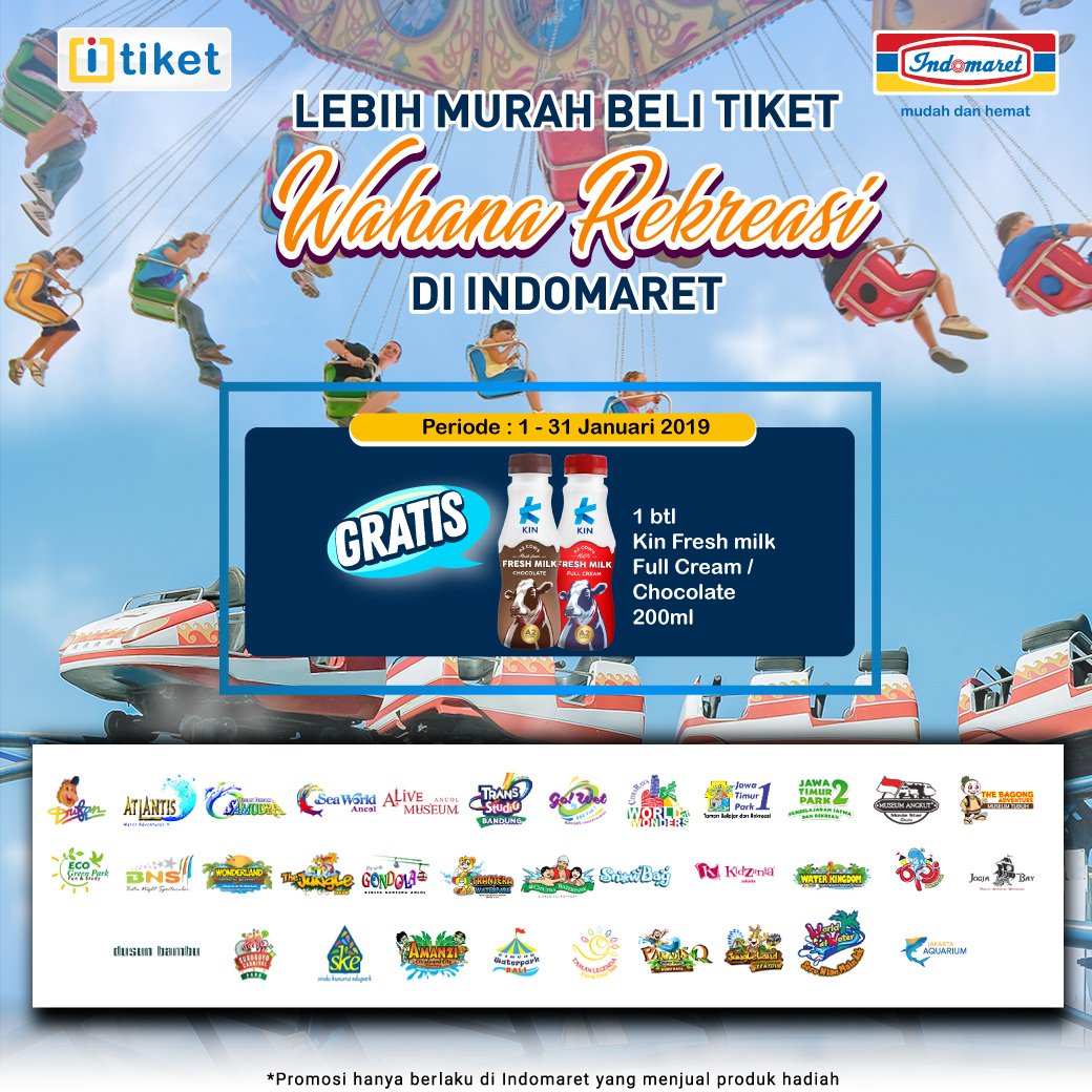 #Indomaret - Promo Tiket Wahana Rekreasi Gratis Kin Fresh Milk (s.d 31 Jan 2019)