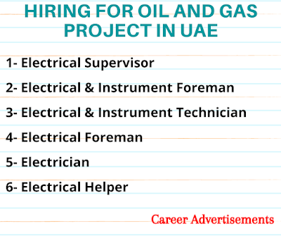 HIRING FOR OIL AND GAS PROJECT IN UAE