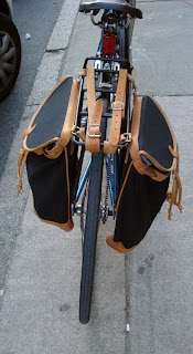 DIY canvas panniers on a bike