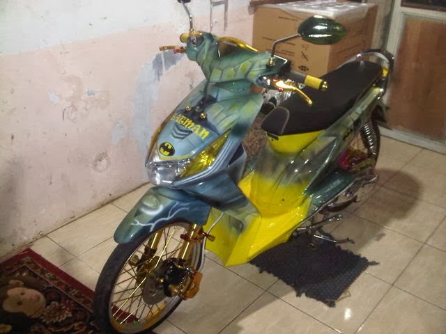 Modifikasi Honda BeaT Full Airbrush 2014 Batman Style 