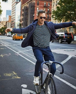 Picture of Luke Macfarlane riding the bicycle